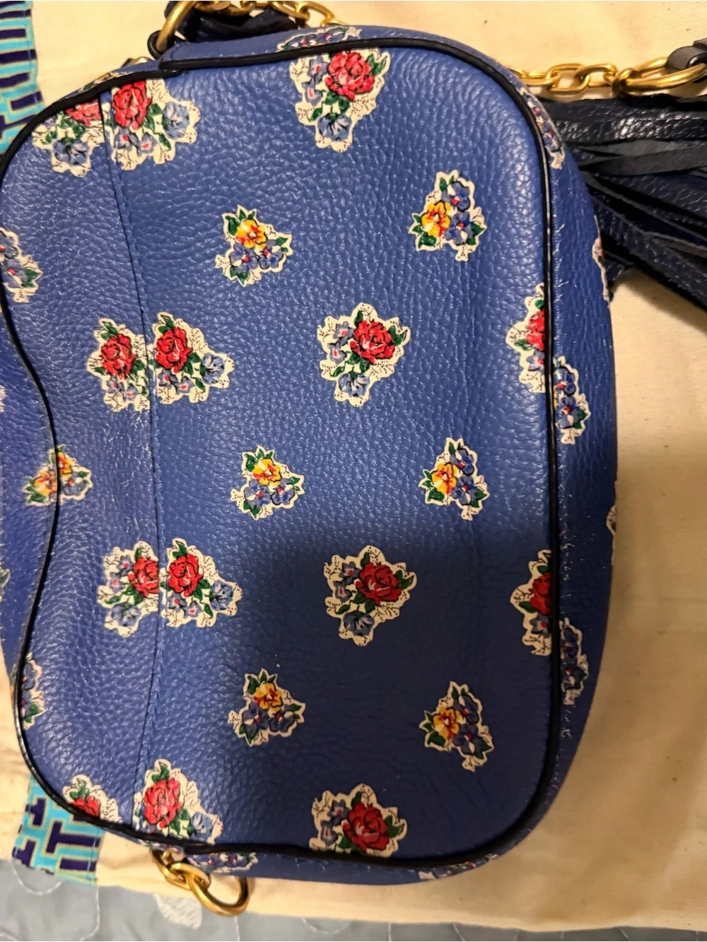 Tory Burch Blue Floral Crossbody Bag